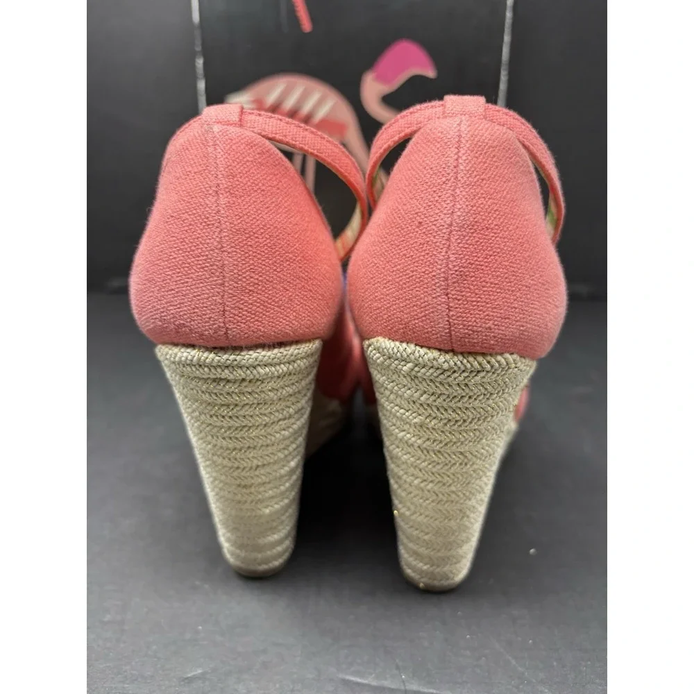 The Webster Miami At Target Pink Canvas Espadrille Wedge‎ Size 7.5